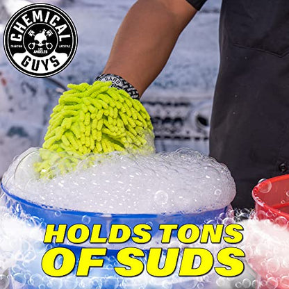 Chemical Guys Chenille Premium Scratch-Free Microfiber Wash Mitt for Car Washing - Lime Green, Ultra-Soft Car Wash Glove, Swirl-Free Finish, Safe for Trucks, SUVs, Motorcycles, and More - size: Regular