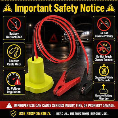 Jumper Cables Adapter Compatible with Ryobi 18V Battery, 12AWG 2FT Battery Jumper Cable with Alligator Clamps, Emergency Booster Cable for Compact Cars, Motorcycles, ATVs and Lawn Equipment