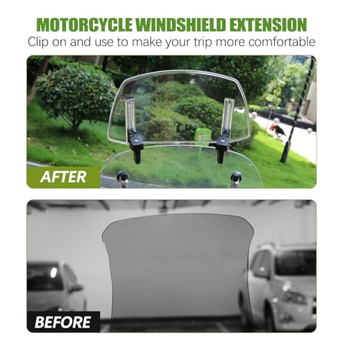PACEWALKER Universal Motorcycle Windshield Extension Motorcycle Wind Deflector Fit for Kawasaki Honda Suzuki Yamaha Harley Most Motorcycle Scooter Dirt Bikes (Brown)