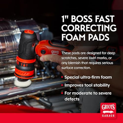 Griot's Garage BOSS 1" Fast Correcting Foam Pads for Car Polishing and Detailing, Buffing Pads for Moderate to Severe Scratch Removal, Set of 6 - size: 1 Inch Pads (Set of 6)