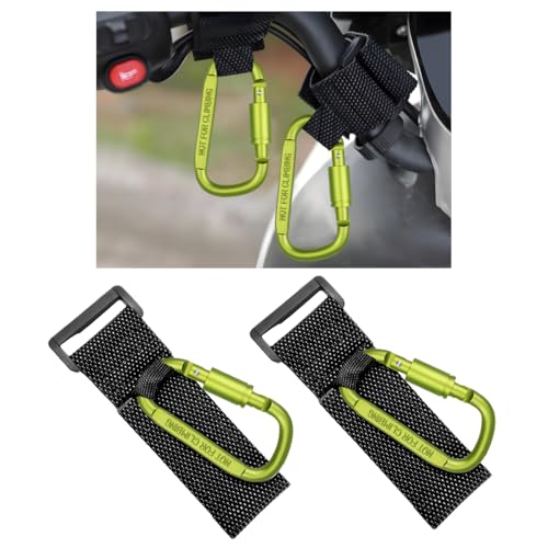 KVAEY 2 Pack Multipurpose Hook for Hanging Helmet, Goggle, Headsets, Durable Carabiners, Roll Bar Accessory Hook Hanger (Green) - color: Green