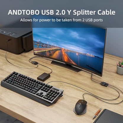 【2026 Upgraded】 USB 2.0 A Male to 2 Dual USB Female Jack Y Splitter Hub Power Cord Extension Adapter Cable (Not Supporting CarPlay and Android Auto)