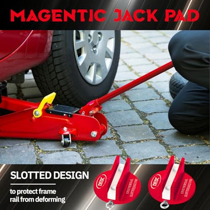 DEDC Universal Aluminum Grooved Magnetic Jack Pad Red 1 Pc, Jacking Puck Pinch Weld Frame Rail Adapter with 1 Reminder Streamer, Car Accessories for Men - size: Red 1 Pc with 1 Reminder Streamer