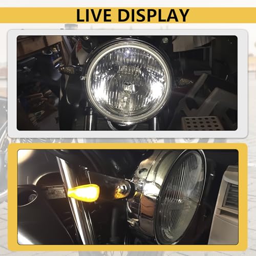 4PCS Motorcycle Turn Signals 12V,Mini Motorcycle Turn Signal Lights Indicators,14LED Front/Rear Blinkers Lights with Amber Lamp,10mm Universal Compatible with Honda Yamaha Kawasaki Suzuki Harley