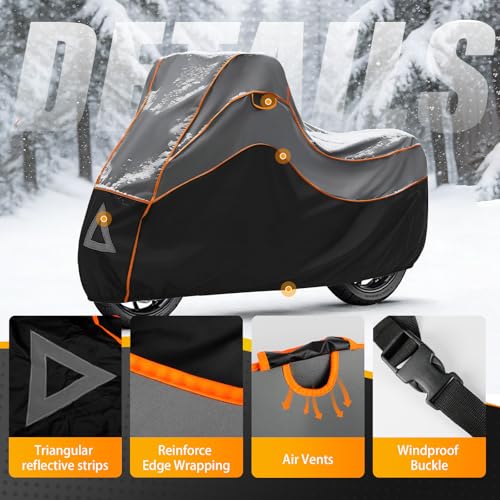 Specialized Hail Protector Motorcycle Cover, Multi-Layered Motorcycle Hail Blankets Protector Cover with 5mm Thick High Density EVA Cushioning Foam Pad and Reflective Stripes, 110L x 43W x 57H in - size: Motorcycle
