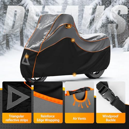 Specialized Hail Protector Motorcycle Cover, Multi-Layered Motorcycle Hail Blankets Protector Cover with 5mm Thick High Density EVA Cushioning Foam Pad and Reflective Stripes, 110L x 43W x 57H in - size: Motorcycle