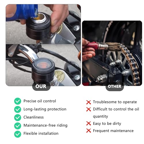 Universal Motorcycle Chain Oiler Lubricator Oiler Auto Hand Control Motorbike Oil Cup Part (Black) - color: Black