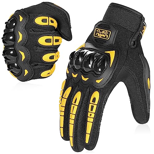 COFIT Motorcycle Gloves Breathable, Touchscreen Motorbike Gloves Anti-Slip with Good Grip Hard Knuckles Protection for Men Women Motocross, BMX ATV MTB Cycling, Road Racing - Yellow XL - color: 10-yellow, size: X-Large