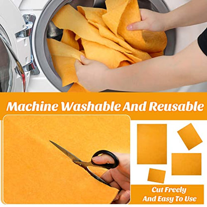10 Pack 20" x 27" Shammy Cloths Absorbent Chamois Towel for Car Drying German Shammy Cloth Bulk Machine Washable Reusable Multi Purpose Orange Towels Anti Scratch for Home Car Pet Wash