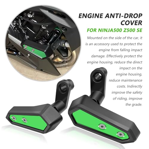 for NINJA500 Z500 SE Ninja 500 z500 se 2024 2025 2026 Accessories Engine Anti-Fall Protection Cover Motorcycle Body Anti-Fall Block Side Cover Protection Frame Slider Impact Engine Drop pad (Black) - color: Black