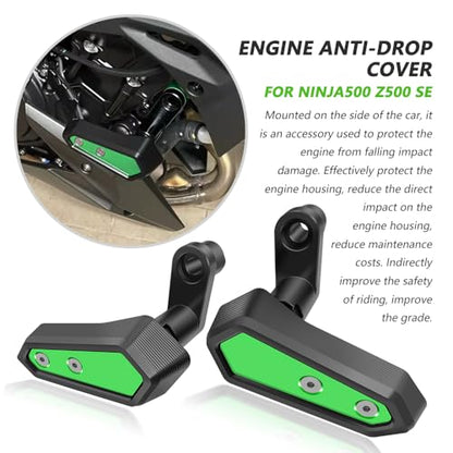 for NINJA500 Z500 SE Ninja 500 z500 se 2024 2025 2026 Accessories Engine Anti-Fall Protection Cover Motorcycle Body Anti-Fall Block Side Cover Protection Frame Slider Impact Engine Drop pad (Silver) - color: Silver