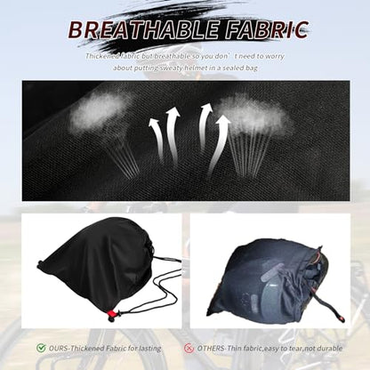 Motorcycle Helmet Bag, Drawstring Helmet Storage Bag Large Capacity For Ski Snowmobile Bicycle Welding Sports Riding Dirt Bike Motocross Cycling ATV UTV Helmet Lightweight (Black)