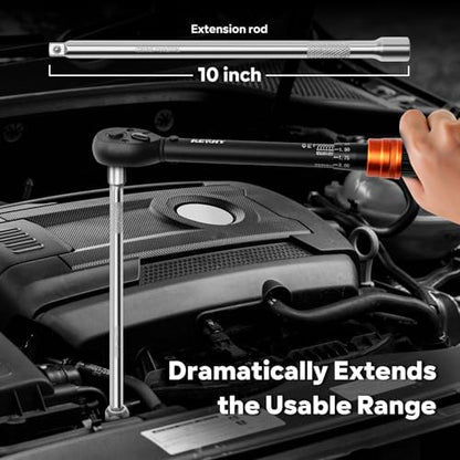 Kerry 3/8-Inch Drive 5-45 ft-lb / 6.8-61 Nm Spark Plug Torque Wrench Set, 10-Piece Kit with Magnetic Swivel Sockets, 10-Inch Extension Bar and Universal Joint - size: 5-45FT.LB 10-piece, style: 3/8"
