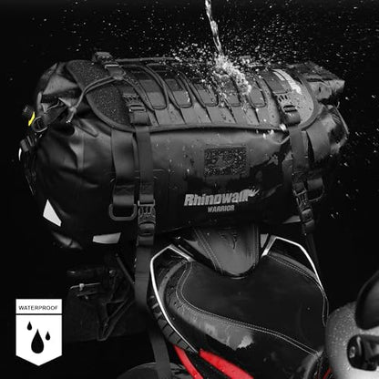 Rhinowalk Motorcycle Tail Bag 20L Waterproof Duffle Dry Bag Motorcycle Travel Luggage with Large Storage Space for Camping, Boating, Bycycle, Motorbike-Black - size: 20L