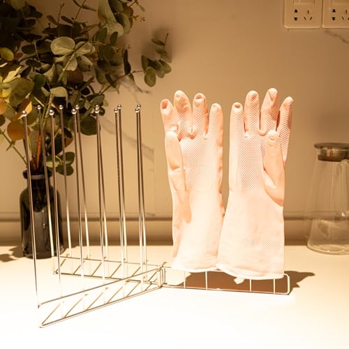 Kitchen Glove Holder, Bottle Drying Rack, Stainless Steel Dish Glove Holder,Baby Bottle Dryer Rack,Plastic Bag Drying Rack,Dishwasher Glove Drying Rack