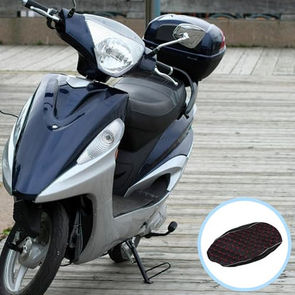 GALPADA Breathable Motorcycle Seat Cover Cushion with Elastic Edge Linen Mesh Shock-Absorbing Pad Protector Sunscreen Anti-Slip Seat Cushion for Motorbikes Four-Season Saddle Cover