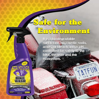 Wizards Bike Wash - Cleaner For Motorcycle Washing Kit- Quick Detailer for Bike with Bug Remover - For Your Motorcycle Accessories and Detail Kit - 22 oz (Pack of 2) - size: 22 fl oz (Pack of 2)