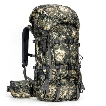 MOXULE Pro 3600 Camo Frame Backpack - Meat Hauler Pack with Rain Cover for Outdoor - color: Camo 60l