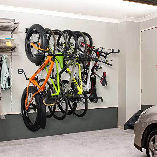 Ultrawall Stainless Steel Bike Storage Rack,6 Bike Storage Hanger Wall Mount for Home & Garage Holds Up to 300lbs, Black - size: 6 bike