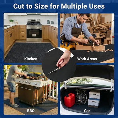 FLEXIMOUNTS 22x9 Ft Extra Large Garage Floor Mat - Waterproof Oil Absorbent Surface, Stay-in-Place Garage Flooring Roll for Under Car (Includes Double Sided Tape) - size: 22' x 8'10"