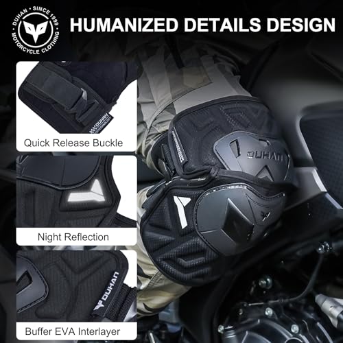 DUHAN Motorcycle Knee Pads Adjustable Motorcycle Knee Shin Guards Protector Gear for Motorcycle/Motocross/MTB/Racing/Skating