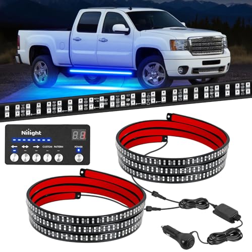 Nilight 2PCS 70 Inch Emergency Strobe Light Strip with Controller 864 LED Blue Running Board Lights Flexible Side Flashing Warning Caution Safety Waterproof for Truck Construction Pickup - color: Blue, size: Running Board Strobes w/Controller