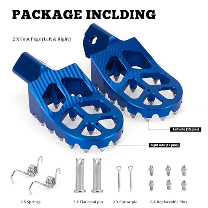 XINGWU Dirt Bike Foot Pegs for Surron Light Bee X/S E-Ride Pro SS/SR/S Talaria MX3 MX4 Segway X160/X260 CRF150F 230F 250F Electric Dirt Bike Foot Peg Rests (Blue) - color: Blue