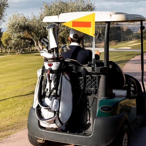 Golf Cart Flag Pole Reflective Safety Flag 8.6 x 11.8 Inches Yellow Triangular Flag with 9.8 inches Pole and 8mm Buckle - color: Yellow