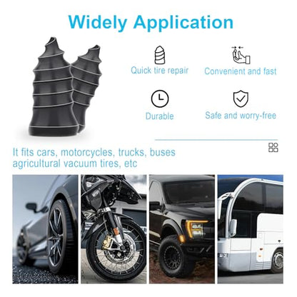 40pieces of tire Repair Rubber Bolts, tire Screw Plug Quick Repair Tool, Vacuum tire Repair kit with Spiral Rubber Bolts, Suitable for Various Types of Vacuum Tires