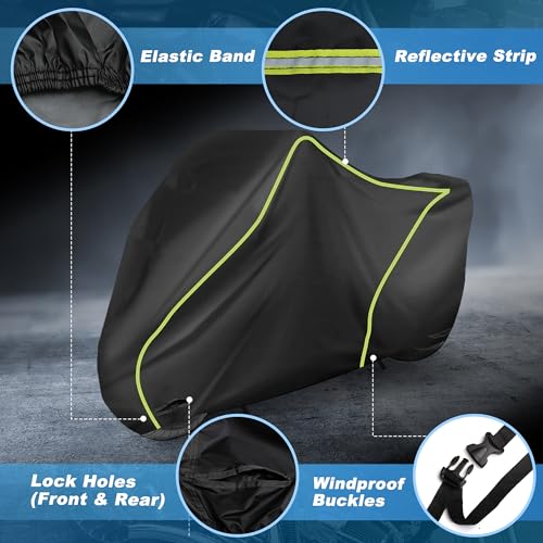 X AUTOHAUX 295cm/116 Motorcycle Cover Waterproof for Harley-Davidson Tri Glide Ultra for Can-Am Spyder RT/Spyder F3 Outdoor Sun Dust All Weather Protection Motorbike Cover Black - size: 295*110*140cm