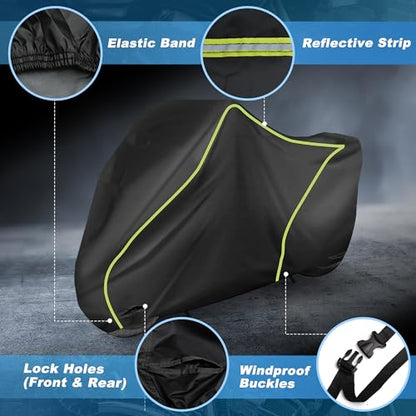 X AUTOHAUX 295cm/116 Motorcycle Cover Waterproof for Harley-Davidson Tri Glide Ultra for Can-Am Spyder RT/Spyder F3 Outdoor Sun Dust All Weather Protection Motorbike Cover Black - size: 295*110*140cm