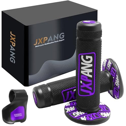 7/8" Motorctcle Handlebar Grips, Non Slip Dirt Bike Hand Handlebar Glue Left & 22mm Right & 24mm Universal for Motercross Most Pit Bike ATV UTVKLX KX EXC XC SX CRF CR YZ WR - color: Style-A-Purple