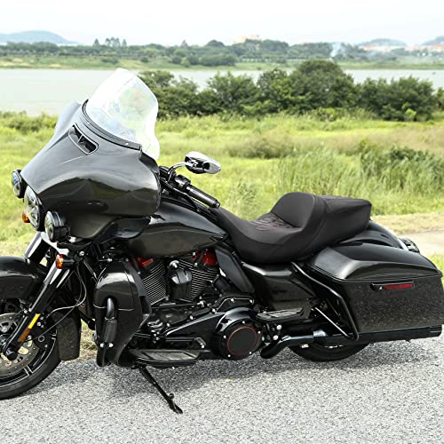 C.C. RIDER Rider Passenger Seat fit for Harley Davidson Touring 2009-2023 Road King Street Glide Road Glide Electra Glide Tri Glide models - color: 34#Red Seat