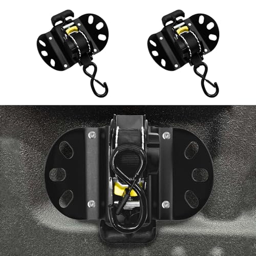 Retractable Ratchet Straps for Ford F-150 2015-2025 | Locking S-Hook Truck Bed Tie Downs Heavy Duty Bed Mounted Ratchet With Safety Lock No Drill Install Auto-Retract Tie Downs - size: F150