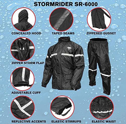 Nelson Rigg Stormrider Rain Suit; 100% Waterproof, Pants and Jacket Included with Reflective Striping - color: Hi-vis Yellow/Black, size: Small