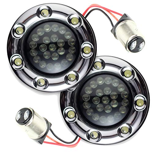 Eagle Lights Infinity Beam 2 Inch Rear LED Turn Signals and Brake Lights with LED Ring Covers Compatible With Harley Davidson® Motorcycles - Chrome / 1157 Base - color: Chrome