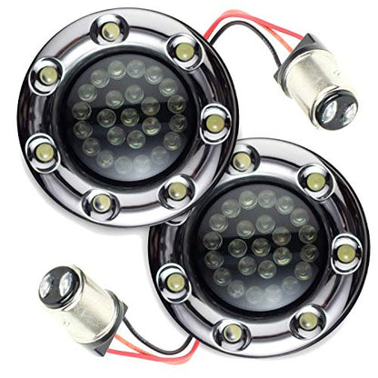 Eagle Lights Infinity Beam 2 Inch Rear LED Turn Signals and Brake Lights with LED Ring Covers Compatible With Harley Davidson® Motorcycles - Chrome / 1157 Base - color: Chrome