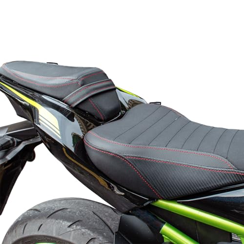 Motorcycle Driver Rider Rear Passenger Seat fit for Z900 Z 900 2017 2018 2019 2020 2021 2022 2023 2024 Pressure Relief Soft Pillion Saddle Cushion Pad, Black - color: Front & Rear - Black