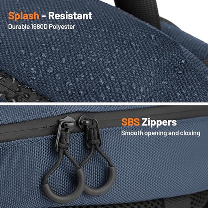 Oumurs Motorcycle Helmet Backpack 50L, Blue Water-resistant 1680D Oxford Fabric, Expandable, Reflective, USB, Large Capacity, Long Distance Travel Backpack - color: Blue