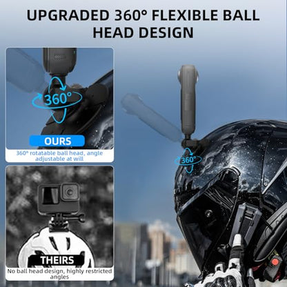 2Pack Helmet Flexible Adhesive Mount for Insta360, 360° Adjustable Sticky Holder with Safety Buckle for GoPro, Insta 360 X5/X4/Ace Pro 2/GO 3S, for DJI Action 6 5 4 Motorcycle Ski Accessories