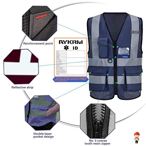 A-SAFETY navy blue work vest - color: Navy, size: 3X-Large