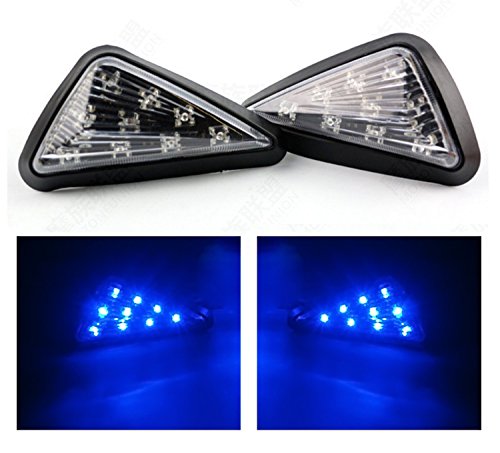 Triangle Flush LED Motorcycle Turn Signals Blinkers Indicator Lights 1 Pair (Blue) - color: Blue