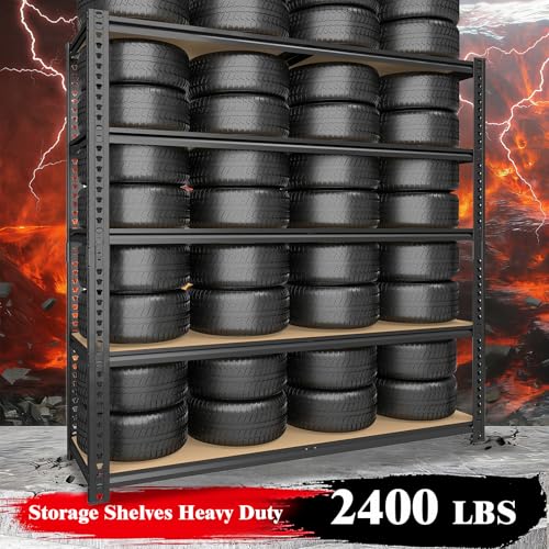 Heavy Duty Garage Shelving,5-Tier Garage Storage Shelves,2400LBS Storage Shelves Heavy Duty,Adjustable 5 Tier Shelving Unit,Heavy Duty Shelving for Garage Storage Warehouse,28''×12''×60'' - size: 60" H x 28" W x 12" D