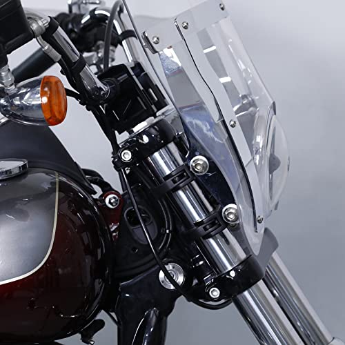 Clear Windshield Fairings Quarter Head Fairing Windshield with 41mm Fork Clamps Fit for Harley Sportster XL883 XL1200 - color: Clear Windshield + 41mm Black Clamps