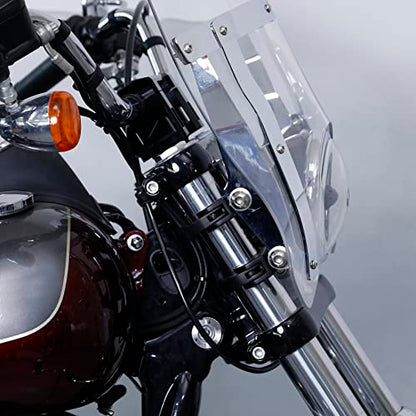 Clear Windshield Fairings Quarter Head Fairing Windshield with 41mm Fork Clamps Fit for Harley Sportster XL883 XL1200 - color: Clear Windshield + 41mm Black Clamps