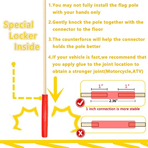 Upgraded Bike Flags with Pole 6 Feet High Visibility Orange Flags with Heavy Duty Fiberglass Flag Pole, Orange Flag and American Flag - color: 1 Pcs