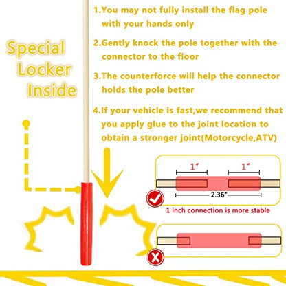 Upgraded Bike Flags with Pole 6 Feet High Visibility Orange Flags with Heavy Duty Fiberglass Flag Pole, Orange Flag and American Flag - color: 1 Pcs