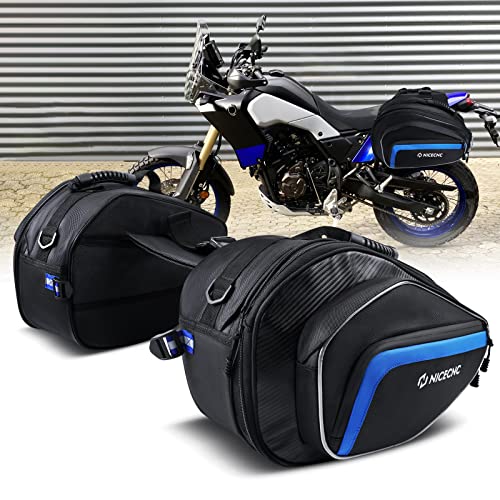 NICECNC Motorcycle Saddlebags, 50L Saddle Bags Motorcycles Throw Over Side Bags Compatible with Harley Honda Suzuki Yamaha Adventure Street Glide Dual Sport, Blue - color: Blue