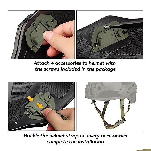Tactical Helmet Chin Strap Adjustable Dial 4 Points Suspension System with Bolts and Screws for Tactical Fast MICH Bump Helmet Accessory - color: Style 3-Green