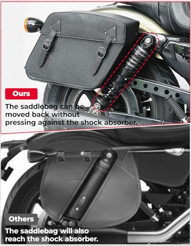 KEMIMOTO Motorcycle Saddlebags with Tail lights Moving Backwards 32L Leather Saddle Bags Motorcycles Compatible with Sportster 883